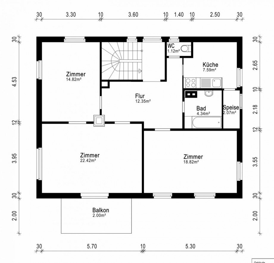 Grundriss OG Mehrfamilienhaus Stuttgart