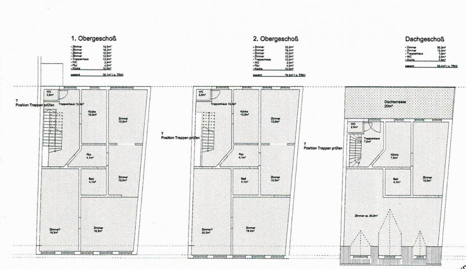 Grundrisse OG1, OG2 und DG Haus Esslingen