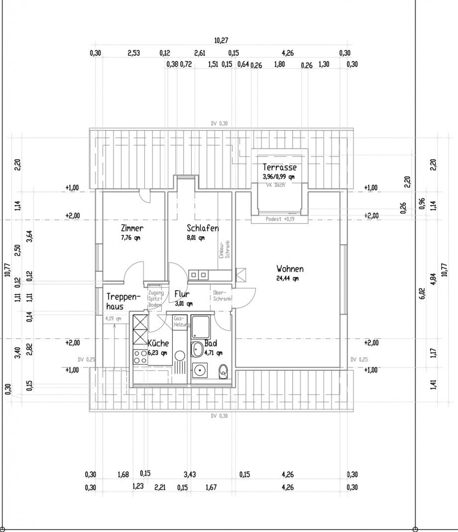 Grundriss DG Mehrfamilienhaus Stuttgart
