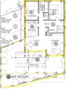 Grundriss EG EG-Wohnung mit Kamin und Garten in ruhiger, zentraler Lage Heumadens
