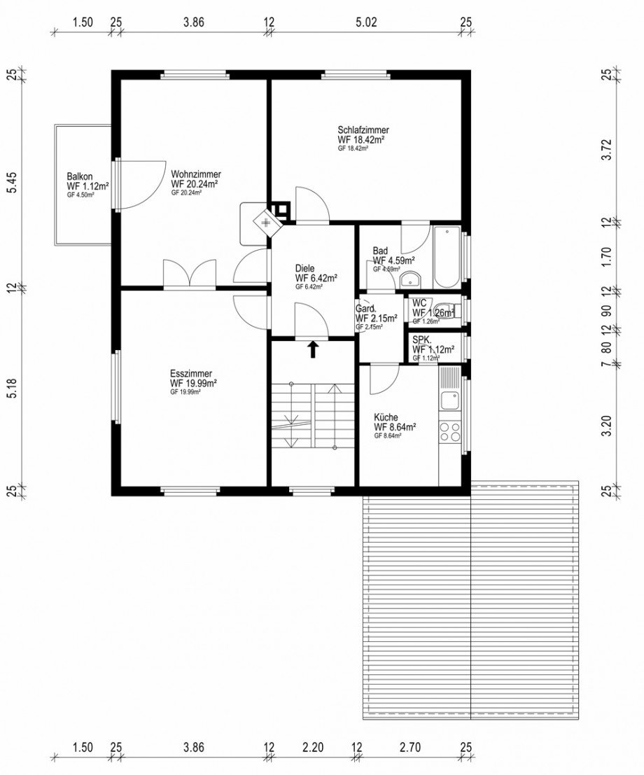 Grundriss OG Mehrfamilienhaus Stuttgart