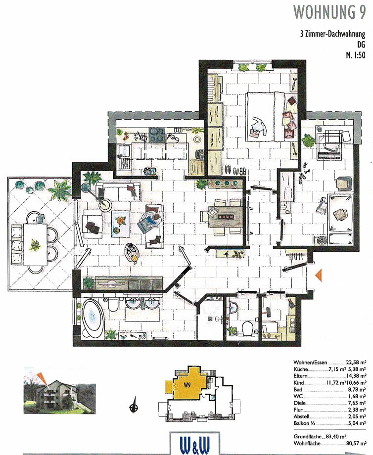 Grundriss Dachgeschosswohnung �hringen