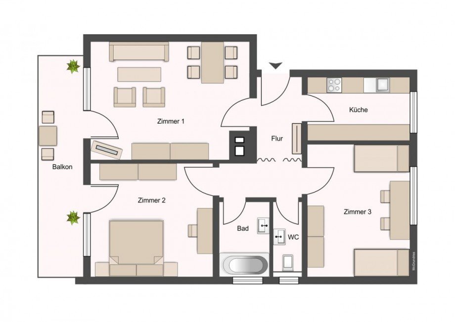 Grundriss Erdgeschosswohnung Ostfildern