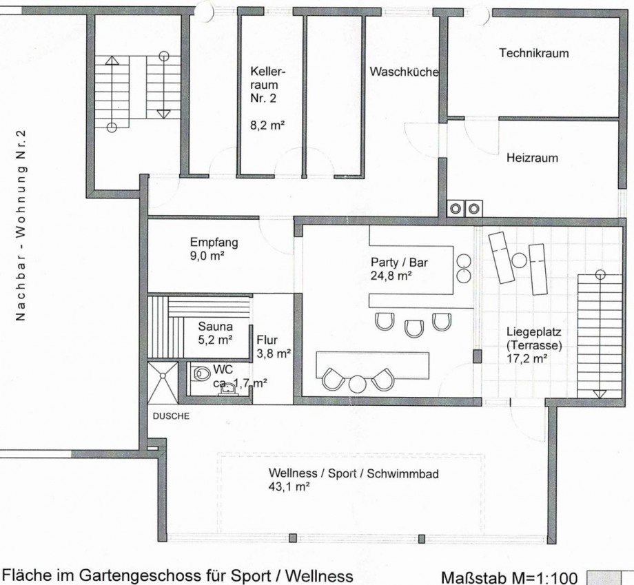 Grundriss Gartengeschoss Haus Stuttgart