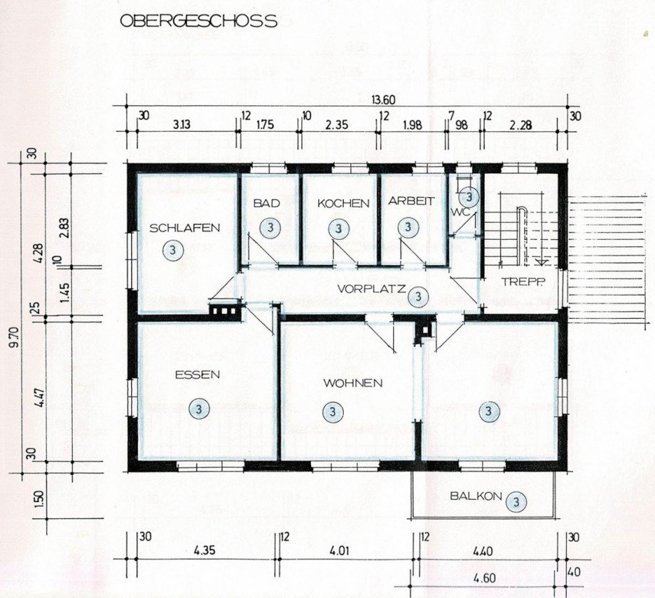 Grundriss OG Mehrfamilienhaus Stuttgart