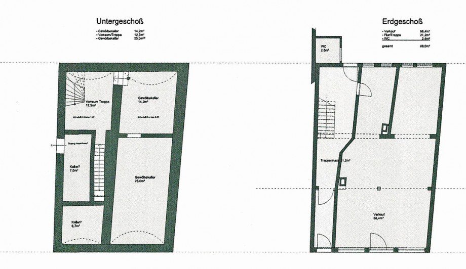 Grundrisse UG und EG Wohn- / Gesch�ftshaus Esslingen