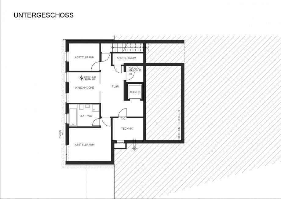 Grundriss UG (Gartengeschoss) Einfamilienhaus Stuttgart