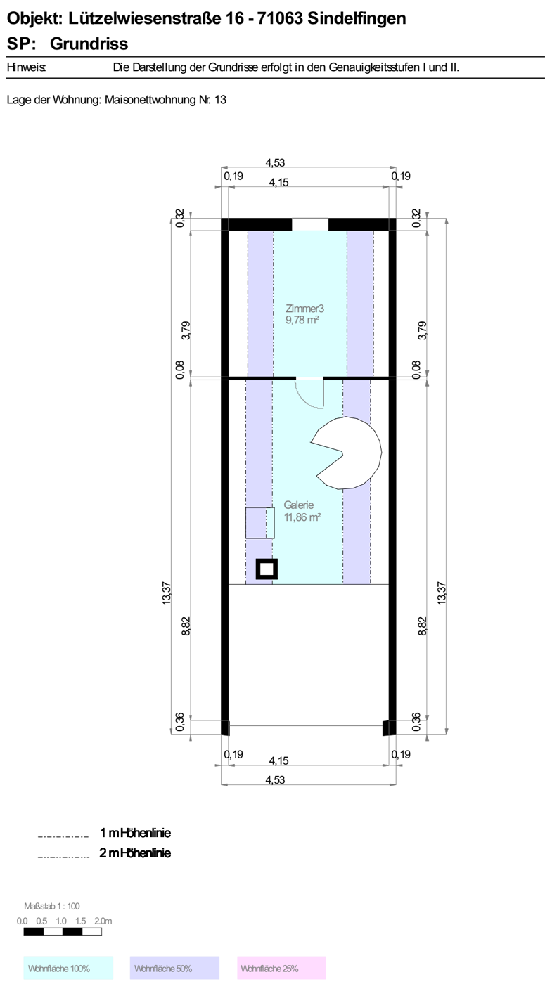 Grundriss DG (Galerie) Maisonettewohnung Sindelfingen