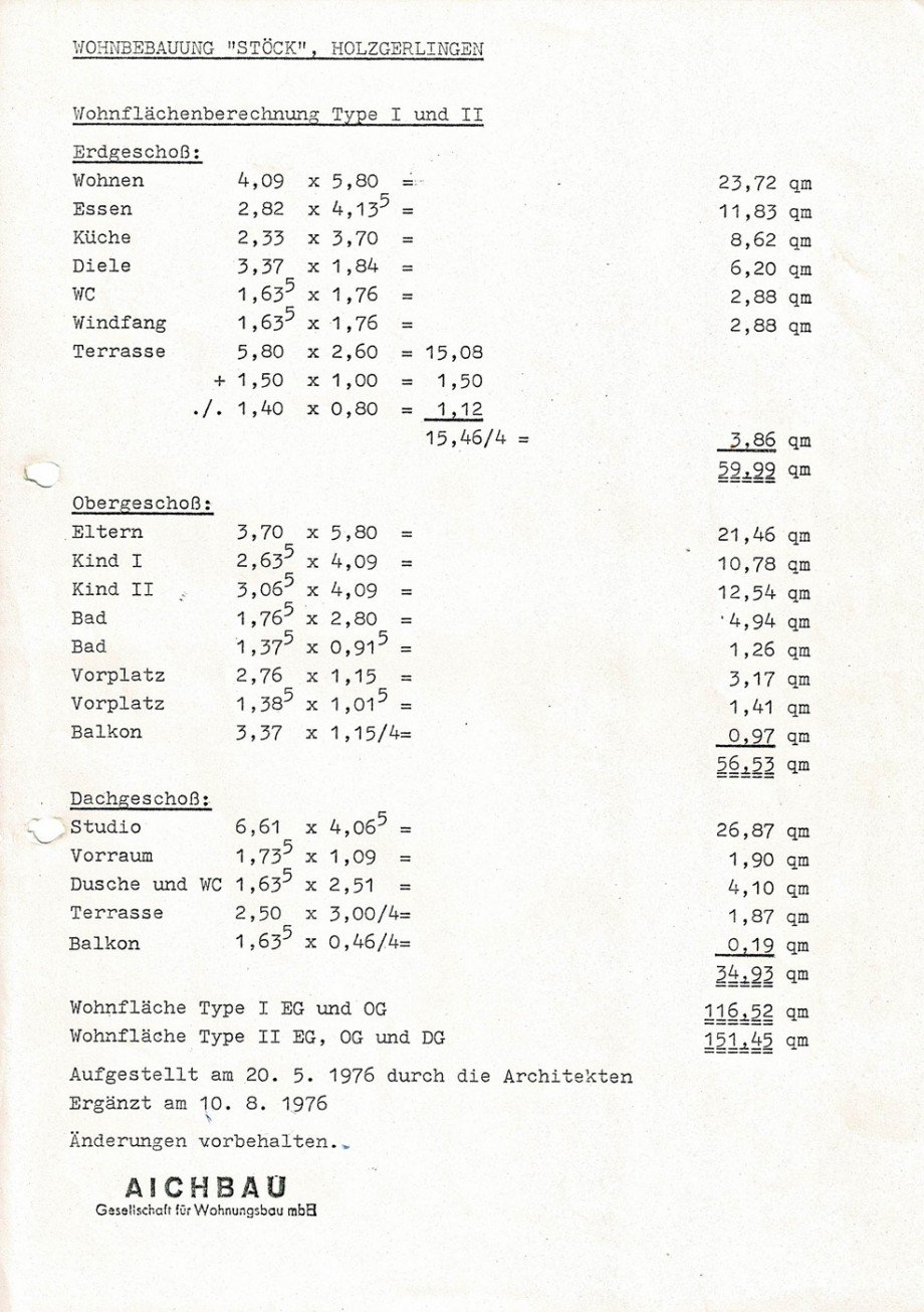 Wohnfl�chenberechnung Reihenmittelhaus Holzgerlingen