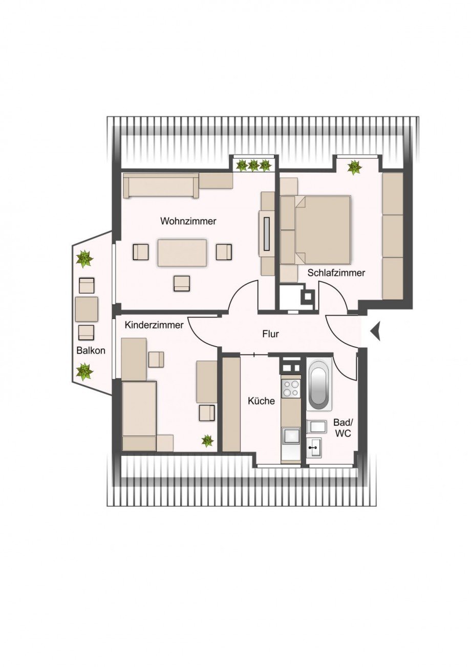 Grundriss Dachgeschosswohnung Stuttgart