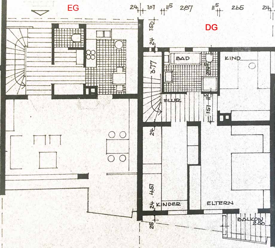 Grundrisse EG und DG Reihenmittelhaus Bietigheim-Bisingen