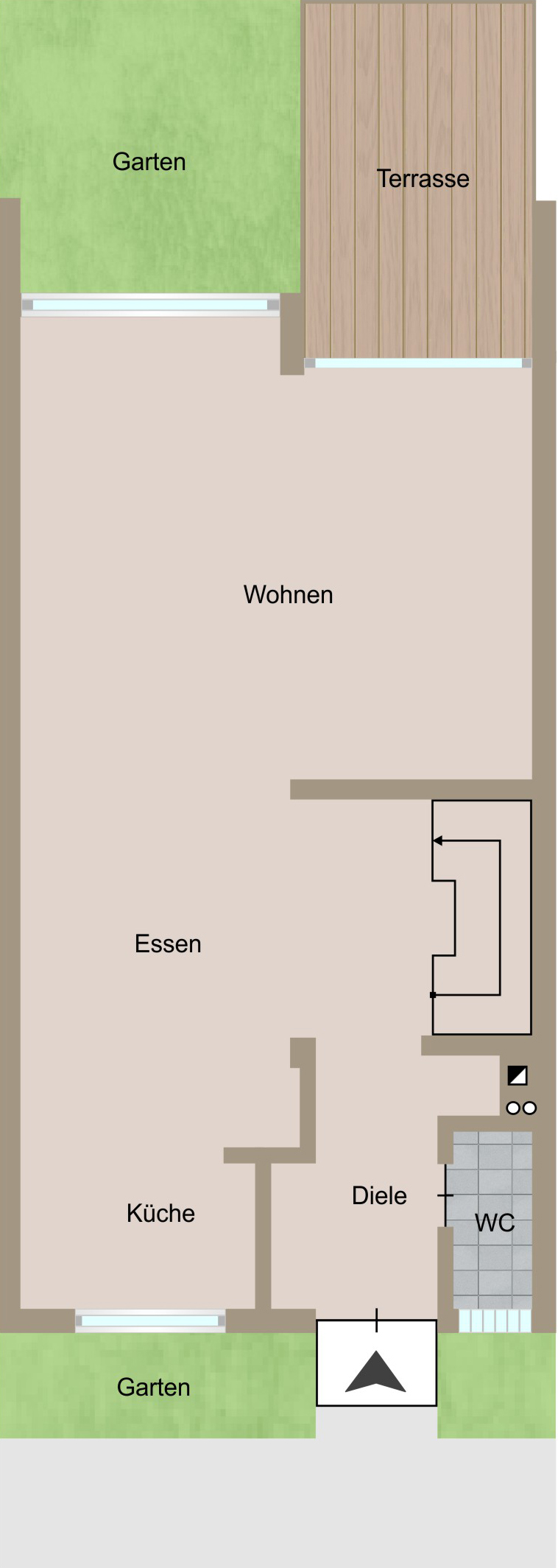 Grundriss EG Reihenmittelhaus Stuttgart