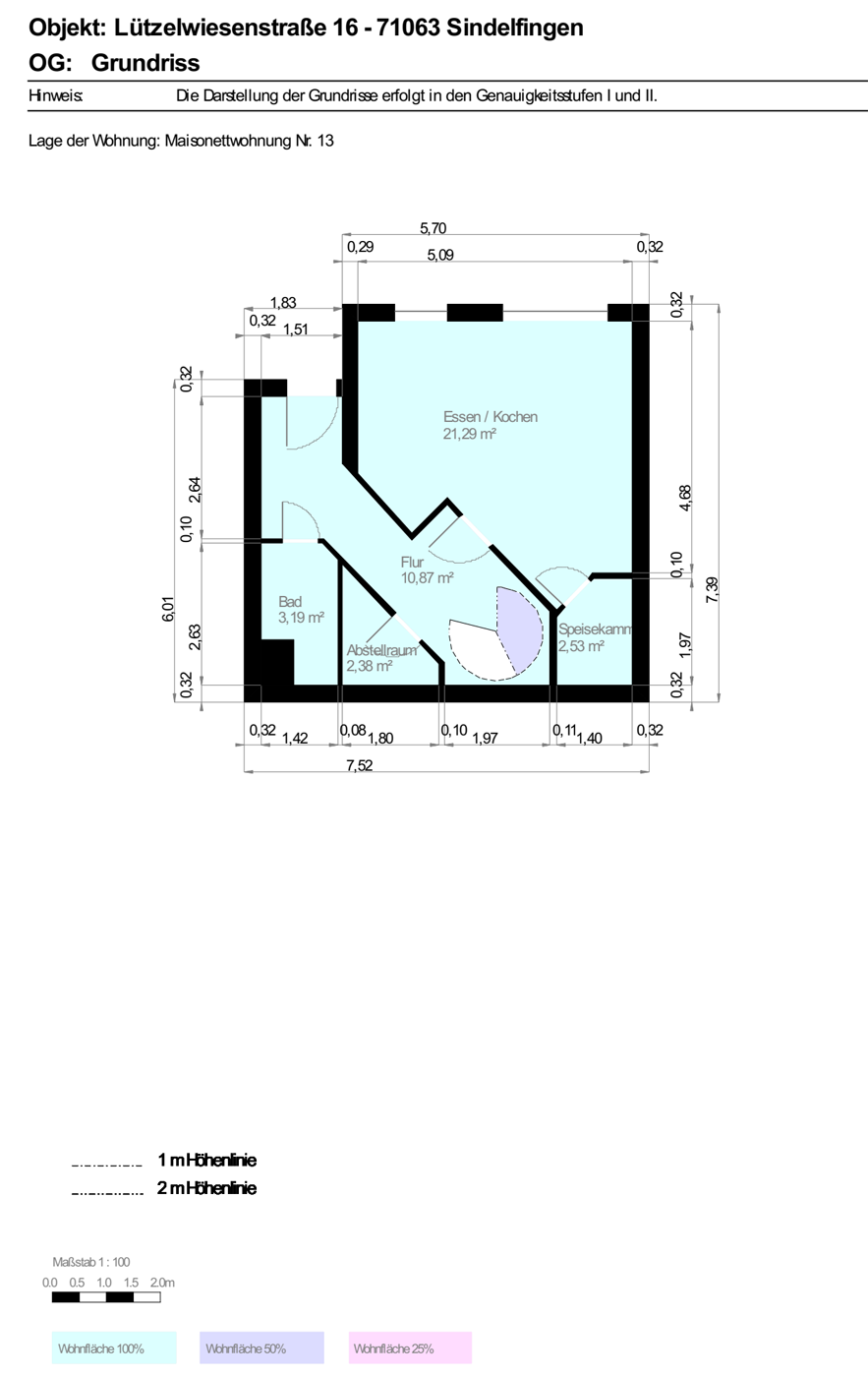 Grundriss EG (Ebene 1) Maisonettewohnung Sindelfingen