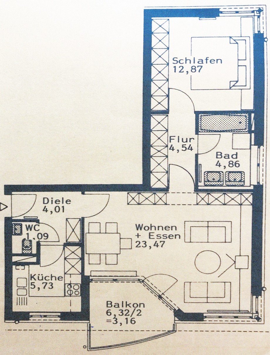 Grundriss Dachgeschosswohnung Stuttgart