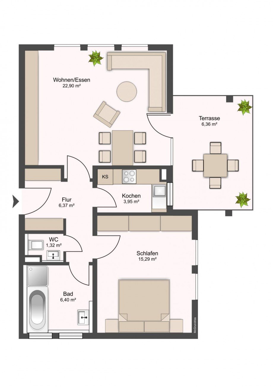 Grundriss Erdgeschosswohnung Stuttgart