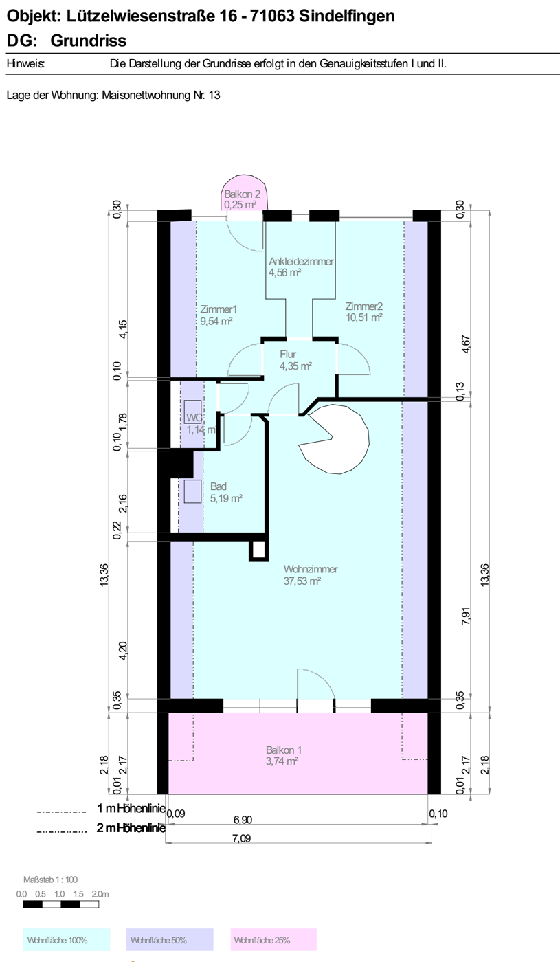 Grundriss OG (Ebene 2) Maisonettewohnung Sindelfingen
