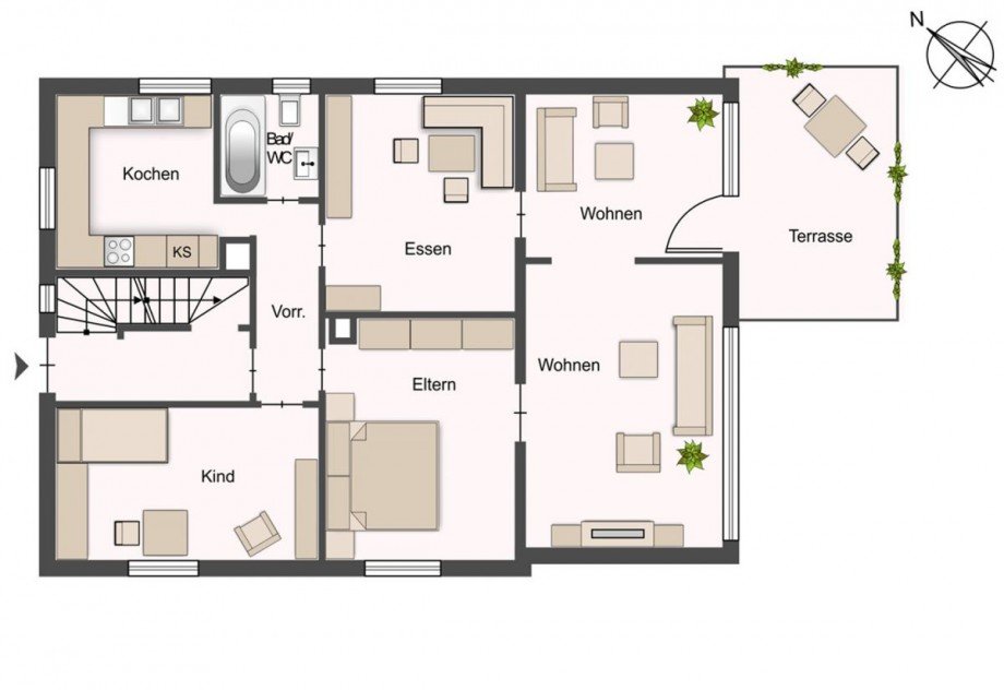 Grundriss EG Mehrfamilienhaus Stuttgart